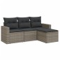 vidaXL 4-tlg. Garten-Sofagarnitur mit Kissen Grau Poly Rattan vidaXL 4-tlg. Garten-Sofagarnitur mit Kissen Grau Poly Rattan