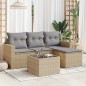 vidaXL 5-tlg. Garten-Sofagarnitur mit Kissen Beige Poly Rattan vidaXL 5-tlg. Garten-Sofagarnitur mit Kissen Beige Poly Rattan