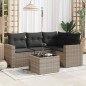vidaXL 5-tlg. Garten-Sofagarnitur mit Kissen Grau Poly Rattan vidaXL 5-tlg. Garten-Sofagarnitur mit Kissen Grau Poly Rattan