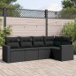 vidaXL 5-tlg. Garten-Sofagarnitur mit Kissen Schwarz Poly Rattan vidaXL 5-tlg. Garten-Sofagarnitur mit Kissen Schwarz Poly Rattan