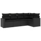 vidaXL 5-tlg. Garten-Sofagarnitur mit Kissen Schwarz Poly Rattan vidaXL 5-tlg. Garten-Sofagarnitur mit Kissen Schwarz Poly Rattan