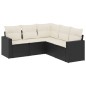 vidaXL 5-tlg. Garten-Sofagarnitur mit Kissen Schwarz Poly Rattan vidaXL 5-tlg. Garten-Sofagarnitur mit Kissen Schwarz Poly Rattan