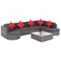 vidaXL 8-tlg. Garten-Lounge-Set mit Kissen Poly Rattan Grau vidaXL 8-tlg. Garten-Lounge-Set mit Kissen Poly Rattan Grau