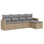 vidaXL 5-tlg. Garten-Sofagarnitur mit Kissen Beige Poly Rattan vidaXL 5-tlg. Garten-Sofagarnitur mit Kissen Beige Poly Rattan