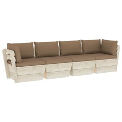 Garten-Palettensofa 4-Sitzer mit Kissen Fichtenholz