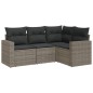 vidaXL 4-tlg. Garten-Sofagarnitur mit Kissen Grau Poly Rattan vidaXL 4-tlg. Garten-Sofagarnitur mit Kissen Grau Poly Rattan