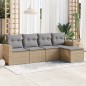 vidaXL 5-tlg. Garten-Sofagarnitur mit Kissen Beige Poly Rattan vidaXL 5-tlg. Garten-Sofagarnitur mit Kissen Beige Poly Rattan