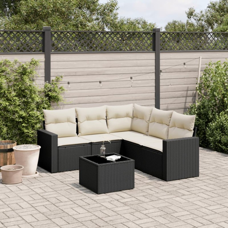 vidaXL 6-tlg. Garten-Sofagarnitur mit Kissen Schwarz Poly Rattan vidaXL 6-tlg. Garten-Sofagarnitur mit Kissen Schwarz Poly Rattan