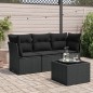 vidaXL 4-tlg. Garten-Sofagarnitur mit Kissen Schwarz Poly Rattan vidaXL 4-tlg. Garten-Sofagarnitur mit Kissen Schwarz Poly Rattan