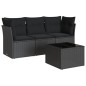 vidaXL 4-tlg. Garten-Sofagarnitur mit Kissen Schwarz Poly Rattan vidaXL 4-tlg. Garten-Sofagarnitur mit Kissen Schwarz Poly Rattan