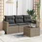 vidaXL 4-tlg. Garten-Sofagarnitur mit Kissen Grau Poly Rattan vidaXL 4-tlg. Garten-Sofagarnitur mit Kissen Grau Poly Rattan