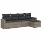 vidaXL 5-tlg. Garten-Sofagarnitur mit Kissen Grau Poly Rattan vidaXL 5-tlg. Garten-Sofagarnitur mit Kissen Grau Poly Rattan