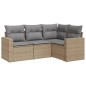 vidaXL 4-tlg. Garten-Sofagarnitur mit Kissen Beige Poly Rattan vidaXL 4-tlg. Garten-Sofagarnitur mit Kissen Beige Poly Rattan
