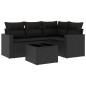 vidaXL 5-tlg. Garten-Sofagarnitur mit Kissen Schwarz Poly Rattan vidaXL 5-tlg. Garten-Sofagarnitur mit Kissen Schwarz Poly Rattan