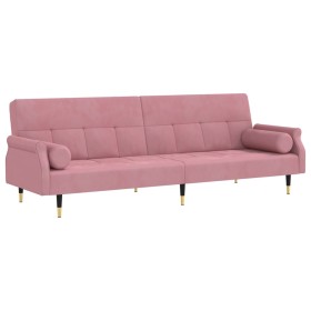 vidaXL Schlafsofa mit Kissen Rosa Samt