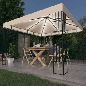 vidaXL Pavillon mit LED-Lichterkette 3x3 m Cremeweiß