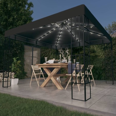 vidaXL Pavillon mit LED-Lichterkette 3x3 m Anthrazit