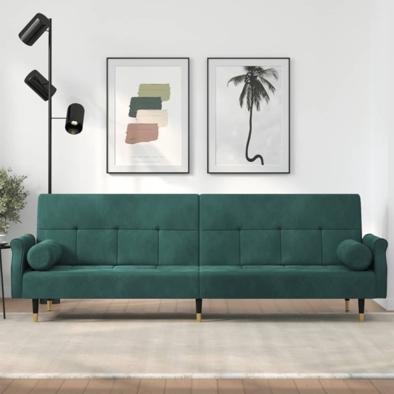 vidaXL Schlafsofa mit Kissen Dunkelgrün Samt vidaXL Schlafsofa mit Kissen Dunkelgrün Samt
