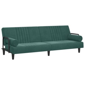 vidaXL Schlafsofa mit Armlehnen Dunkelgrün Samt