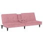 vidaXL Schlafsofa mit Getränkehaltern Rosa Samt vidaXL Schlafsofa mit Getränkehaltern Rosa Samt