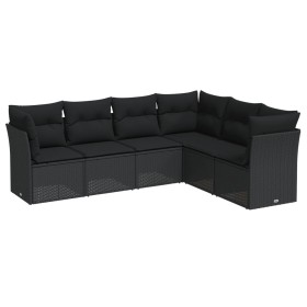 vidaXL 6-tlg. Garten-Sofagarnitur mit Kissen Schwarz Poly Rattan