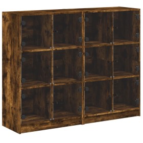 vidaXL Bücherregal mit Türen Räuchereiche 136x37x109 cm Holzwerkstoff