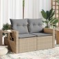 vidaXL Gartensofa mit Kissen 2-Sitzer Beige Poly Rattan vidaXL Gartensofa mit Kissen 2-Sitzer Beige Poly Rattan