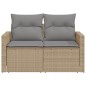 vidaXL Gartensofa mit Kissen 2-Sitzer Beige Poly Rattan vidaXL Gartensofa mit Kissen 2-Sitzer Beige Poly Rattan