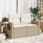 vidaXL Gartensofa mit Kissen 2-Sitzer Beige Poly Rattan vidaXL Gartensofa mit Kissen 2-Sitzer Beige Poly Rattan