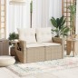 vidaXL Gartensofa mit Kissen 2-Sitzer Beige Poly Rattan vidaXL Gartensofa mit Kissen 2-Sitzer Beige Poly Rattan