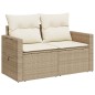vidaXL Gartensofa mit Kissen 2-Sitzer Beige Poly Rattan vidaXL Gartensofa mit Kissen 2-Sitzer Beige Poly Rattan