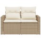 vidaXL Gartensofa mit Kissen 2-Sitzer Beige Poly Rattan vidaXL Gartensofa mit Kissen 2-Sitzer Beige Poly Rattan