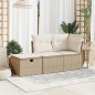 vidaXL Gartenhocker mit Kissen Beige 55x55x37 cm Poly Rattan vidaXL Gartenhocker mit Kissen Beige 55x55x37 cm Poly Rattan