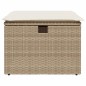 vidaXL Gartenhocker mit Kissen Beige 55x55x37 cm Poly Rattan vidaXL Gartenhocker mit Kissen Beige 55x55x37 cm Poly Rattan
