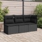 vidaXL Gartensofa ohne Armlehnen mit Kissen Schwarz Poly Rattan vidaXL Gartensofa ohne Armlehnen mit Kissen Schwarz Poly Rattan
