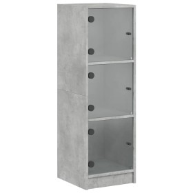 vidaXL Highboard mit Glastüren Betongrau 35x37x109 cm