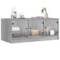 vidaXL Couchtisch mit Glastüren Grau Sonoma 102x50x42 cm vidaXL Couchtisch mit Glastüren Grau Sonoma 102x50x42 cm