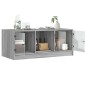 vidaXL Couchtisch mit Glastüren Grau Sonoma 102x50x42 cm vidaXL Couchtisch mit Glastüren Grau Sonoma 102x50x42 cm