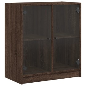 vidaXL Beistellschrank mit Glastüren Braun Eichen-Optik 68x37x75,5 cm