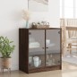 vidaXL Beistellschrank mit Glastüren Braun Eichen-Optik 68x37x75,5 cm vidaXL Beistellschrank mit Glastüren Braun Eichen-Optik 68x37x75,5 cm