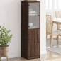 vidaXL Highboard mit Glastür Braun Eichen-Optik 35x37x142 cm vidaXL Highboard mit Glastür Braun Eichen-Optik 35x37x142 cm