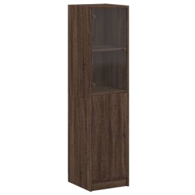 vidaXL Highboard mit Glastür Braun Eichen-Optik 35x37x142 cm