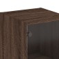 vidaXL Highboard mit Glastür Braun Eichen-Optik 35x37x142 cm vidaXL Highboard mit Glastür Braun Eichen-Optik 35x37x142 cm