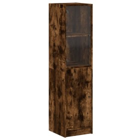 vidaXL Highboard mit Glastür Räuchereiche 35x37x142 cm