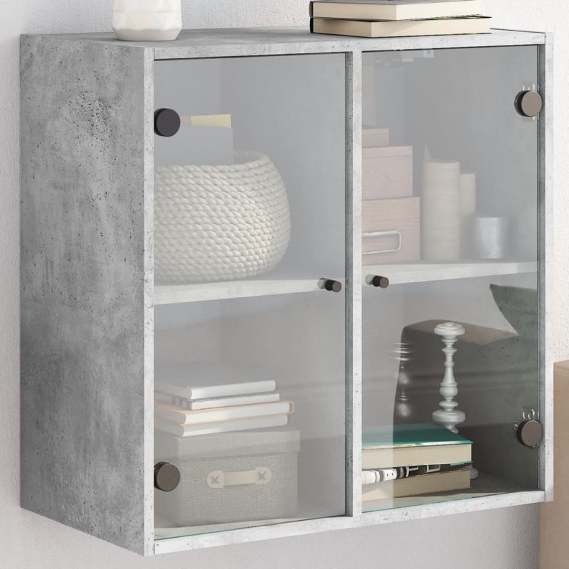vidaXL Wandschrank mit Glastüren Betongrau 68x37x68,5 cm vidaXL Wandschrank mit Glastüren Betongrau 68x37x68,5 cm
