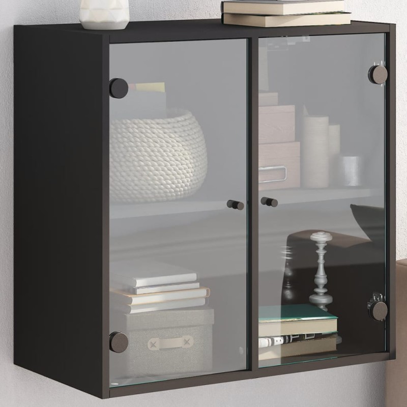 vidaXL Wandschrank mit Glastüren Schwarz 68x37x68,5 cm vidaXL Wandschrank mit Glastüren Schwarz 68x37x68,5 cm