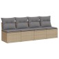 vidaXL Gartensofa mit Kissen 4-Sitzer Beige Poly Rattan vidaXL Gartensofa mit Kissen 4-Sitzer Beige Poly Rattan
