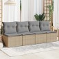 vidaXL Gartensofa mit Kissen 4-Sitzer Beige Poly Rattan vidaXL Gartensofa mit Kissen 4-Sitzer Beige Poly Rattan