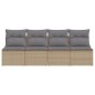 vidaXL Gartensofa mit Kissen 4-Sitzer Beige Poly Rattan vidaXL Gartensofa mit Kissen 4-Sitzer Beige Poly Rattan
