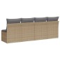 vidaXL Gartensofa mit Kissen 4-Sitzer Beige Poly Rattan vidaXL Gartensofa mit Kissen 4-Sitzer Beige Poly Rattan